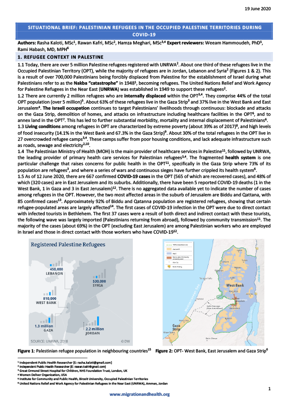 Cover of the Lancet Migration Situational Brief on refugees in Palestine – EN